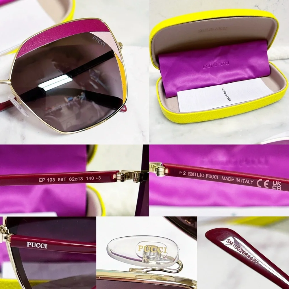 Authentic Emilio Pucci EP 0103 68T Womens Geometric Square Sunglasses